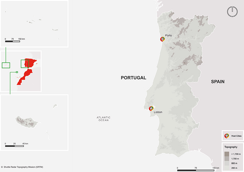 Kaart van gastland Portugal