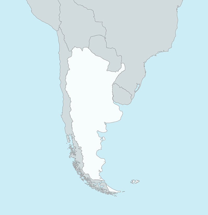 Kaart met gastland Argentinië