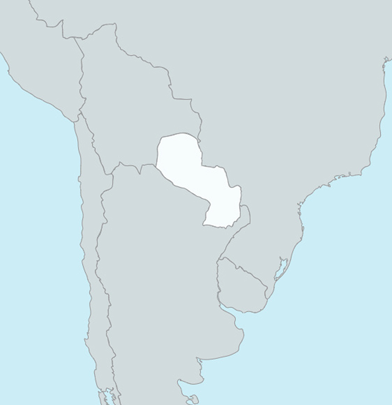 Kaart met gastland Paraguay