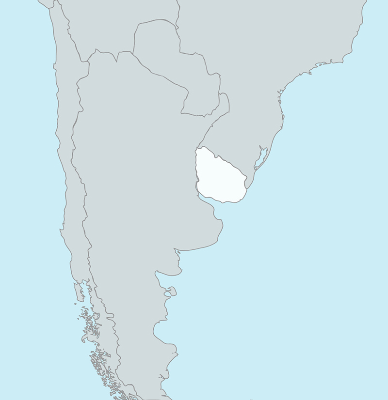 Kaart met gastland Uruguay