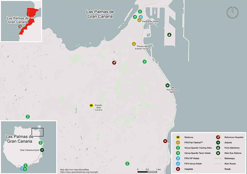 Kaart van WK 2030 speelstad Las Palmas